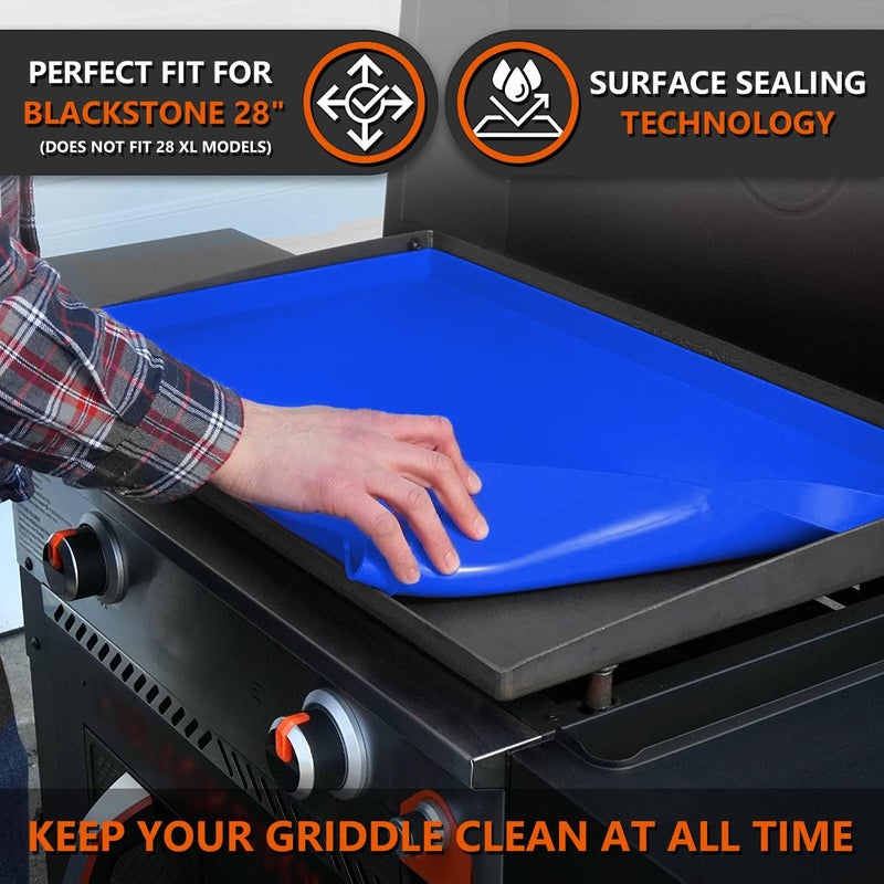 Protebox 28" Silicone Griddle Mat for Blackstone 28 Inch Grill, Heavy Duty Food Grade Silicone Griddle Cover, Protect Your Grill from Dirt & Rust All Year Round (Blue) - Image 2
